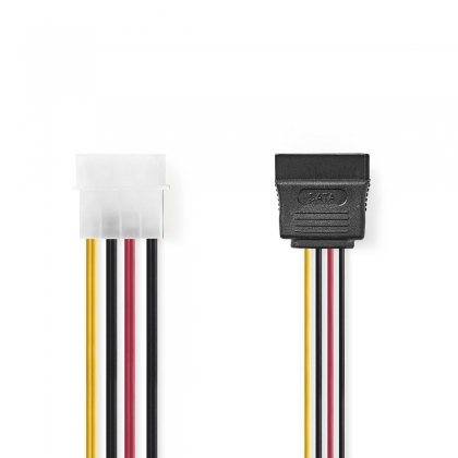 Interne Voedingskabel | Molex Male | 2x SATA 15-Pins Female | Verguld | 0.15 m | Rond | PVC | Multicolour | Envelop