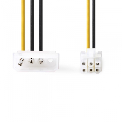 Interne Voedingskabel | Molex Male | PCI-Express Male | Verguld | 0.20 m | Rond | PVC | Geel / Zwart | Envelop