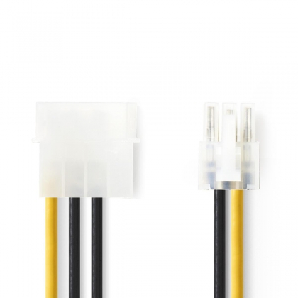 Interne Voedingskabel | Molex Male | PCI-Express Male | Verguld | 0.20 m | Rond | PVC | Geel / Zwart | Envelop