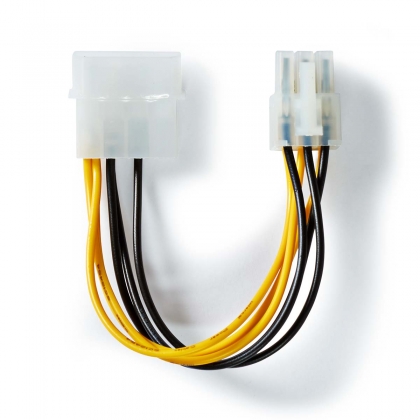 Interne Voedingskabel | Molex Male | PCI-Express Male | Verguld | 0.20 m | Rond | PVC | Geel / Zwart | Envelop