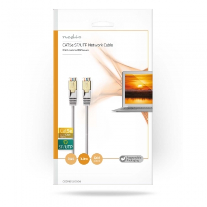 CAT5e Netwerkkabel | SF/UTP | RJ45 Male | RJ45 Male | 3.00 m | Rond | PVC | Grijs | Envelop