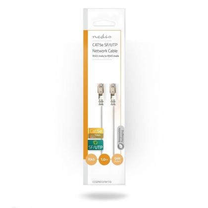 CAT5e Netwerkkabel | SF/UTP | RJ45 Male | RJ45 Male | 1.00 m | Rond | PVC | Wit | Envelop