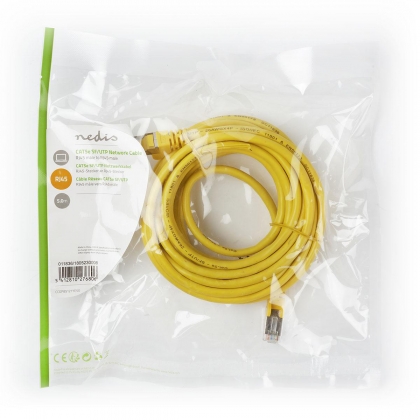 CAT5e Netwerkkabel | SF/UTP | RJ45 Male | RJ45 Male | 5.00 m | Rond | PVC | Geel | Polybag