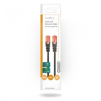 CAT6-kabel | RJ45 Male | RJ45 Male | U/UTP | 0.30 m | Rond | PVC | Zwart | Envelop