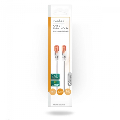 CAT6 Netwerkkabel | RJ45 Male | RJ45 Male | U/UTP | 0.25 m | Rond | PVC | Grijs | Envelop
