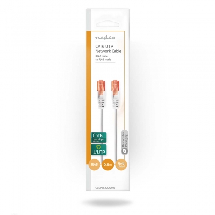 CAT6-kabel | RJ45 Male | RJ45 Male | U/UTP | 0.50 m | Rond | PVC | Grijs | Envelop