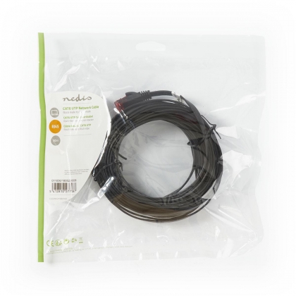 CAT6 UTP Platte Netwerkkabel | RJ45 Male - RJ45 Male | 10 m | Zwart