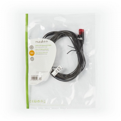 CAT6-kabel | RJ45 Male | RJ45 Male | U/UTP | 3.00 m | Snagless | Plat | PVC | Zwart | Polybag