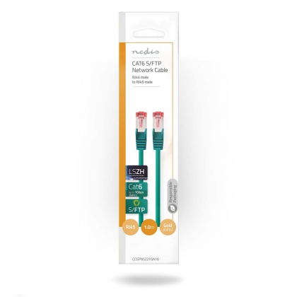 CAT6 Netwerkkabel | RJ45 Male | RJ45 Male | S/FTP | 1.00 m | Rond | LSZH | Groen | Envelop