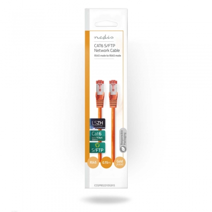 CAT6 Netwerkkabel | RJ45 Male | RJ45 Male | S/FTP | 0.15 m | Rond | LSZH | Oranje | Envelop