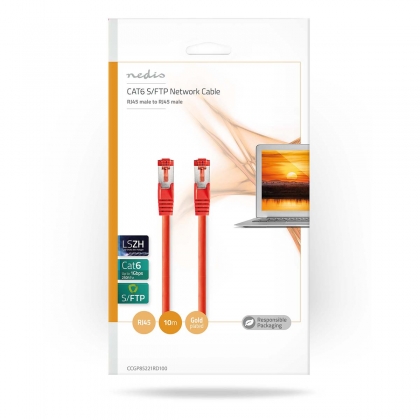 CAT6 Netwerkkabel | RJ45 Male | RJ45 Male | S/FTP | 10.0 m | Rond | LSZH | Rood | Envelop