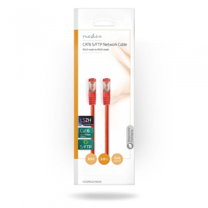 CAT6 Netwerkkabel | RJ45 Male | RJ45 Male | S/FTP | 3.00 m | Rond | LSZH | Rood | Envelop