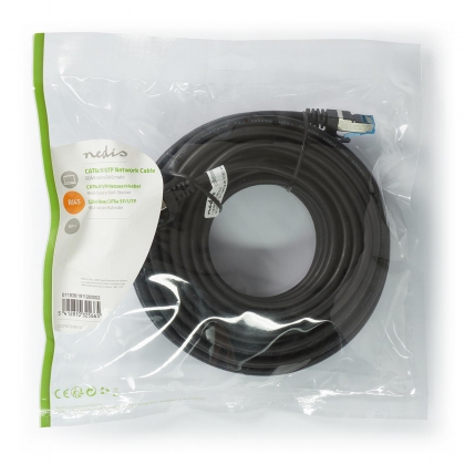 CAT6a-Kabel | S/FTP | RJ45 Male | RJ45 Male | 10.0 m | Snagless | Rond | LSZH | Zwart | Polybag