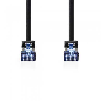 CAT6a-Kabel | S/FTP | RJ45 Male | RJ45 Male | 2.00 m | Snagless | Rond | LSZH | Zwart | Envelop