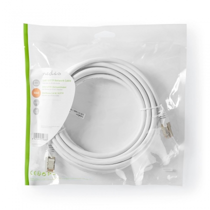 CAT8.1-Kabel | S/FTP | RJ45 Male | RJ45 Male | 5.00 m | Rond | LSZH | Wit | Envelop