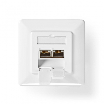 Netwerk Wanddoos | Inbouw | 2 poort(en) | CAT7 | Recht | Female | Goud Verguld | PVC | Ivoor | Envelop