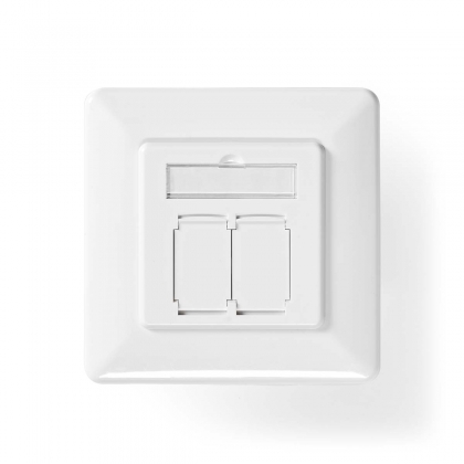 Netwerk Wanddoos | Inbouw | 2 poort(en) | CAT7 | Recht | Female | Goud Verguld | PVC | Ivoor | Envelop