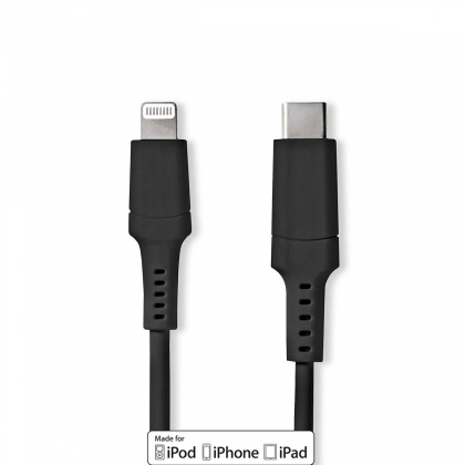 Lightning Kabel | USB 2.0 | Apple Lightning 8-Pins | USB-C™ Male | 480 Mbps | Vernikkeld | 2.00 m | Rond | PVC | Zwart | Doos