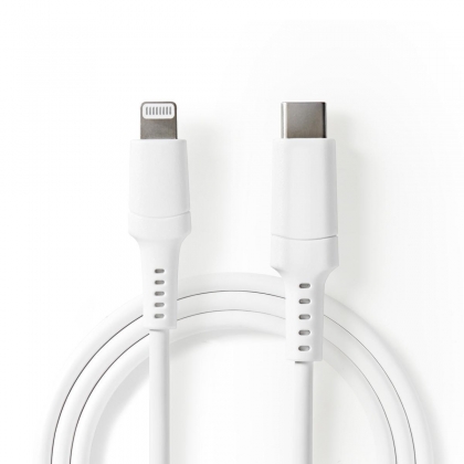 Lightning Kabel | USB 2.0 | Apple Lightning 8-Pins | USB-C™ Male | 480 Mbps | Vernikkeld | 1.00 m | Rond | PVC | Wit | Doos
