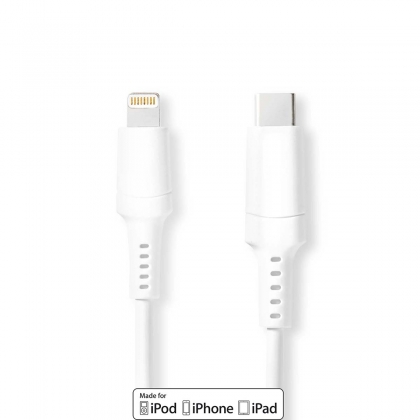 Lightning Kabel | USB 2.0 | Apple Lightning 8-Pins | USB-C™ Male | 480 Mbps | Vernikkeld | 1.00 m | Rond | PVC | Wit | Doos