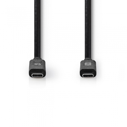 USB-Kabel | USB 3.2 Gen 2 | USB-C™ Male | USB-C™ Male | 100 W | 4K@60Hz | 10 Gbps | Vernikkeld | 1.00 m | Rond | PVC | Zwart | Doos