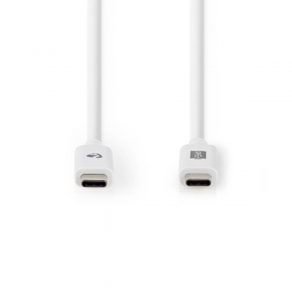USB-Kabel | USB 3.2 Gen 2 | USB-C™ Male | USB-C™ Male | 100 W | 4K@60Hz | 10 Gbps | Vernikkeld | 1.00 m | Rond | PVC | Wit | Doos