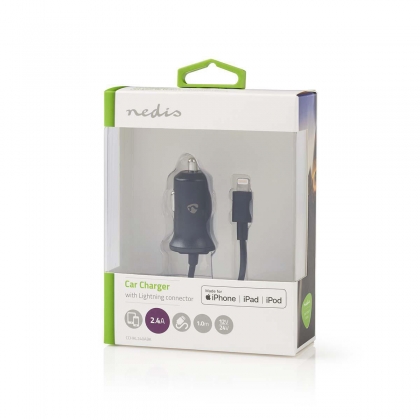 Autolader | 12 W | 1x 2.4 A | Outputs: 1 | Lightning 8-Pins Kabel | 1.00 m | Single Voltage Output