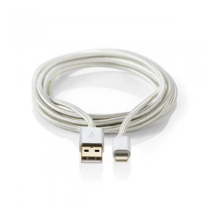 Lightning Kabel | USB 2.0 | Apple Lightning 8-Pins | USB-A Male | 480 Mbps | Verguld | 1.00 m | Rond | Gevlochten / Nylon | Aluminium | Cover Window Box