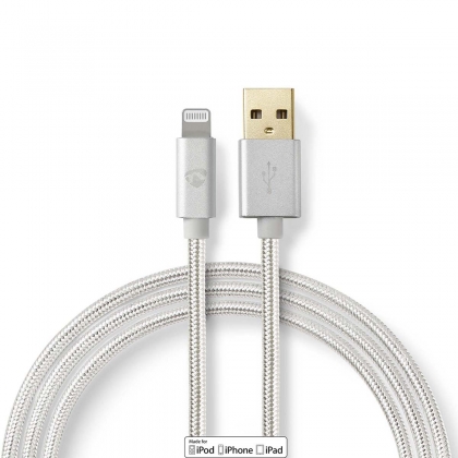 Lightning Kabel | USB 2.0 | Apple Lightning 8-Pins | USB-A Male | 480 Mbps | Verguld | 1.00 m | Rond | Gevlochten / Nylon | Aluminium | Cover Window Box