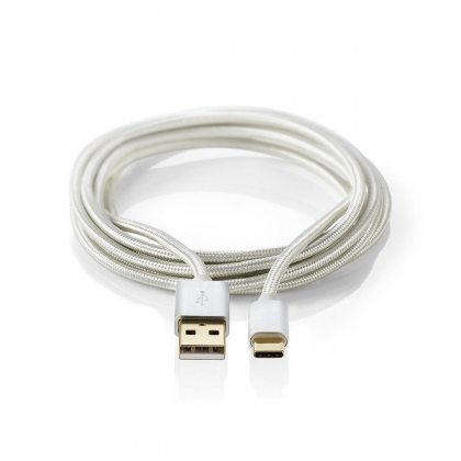 USB-Kabel | USB 2.0 | USB-A Male | USB-C™ Male | 15 W | 480 Mbps | Verguld | 1.00 m | Rond | Gevlochten / Nylon | Aluminium | Cover Window Box