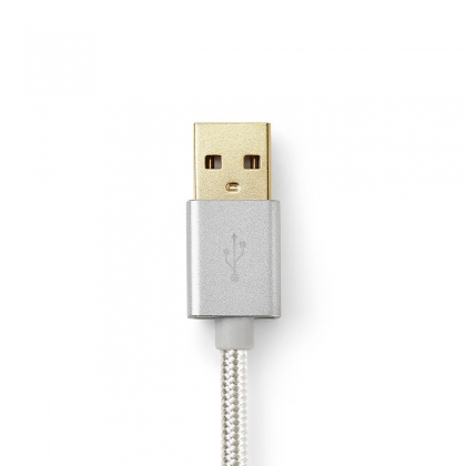 USB-Kabel | USB 2.0 | USB-A Male | USB-C™ Male | 15 W | 480 Mbps | Verguld | 1.00 m | Rond | Gevlochten / Nylon | Aluminium | Cover Window Box