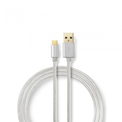 USB-Kabel | USB 3.2 Gen 1 | USB-A Male | USB-C™ Male | 15 W | 5 Gbps | Verguld | 2.00 m | Rond | Gevlochten / Nylon | Aluminium | Cover Window Box