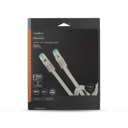 CAT6a netwerkkabel | S/FTP | RJ45 Male | RJ45 Male | 10.0 m | Snagless | Rond | Gevlochten / PVC | Zilver | Cover Window Box