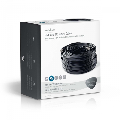 CCTV-Security Kabel | BNC / DC | 30.0 m | Rond | PVC | Zwart | Gift Box