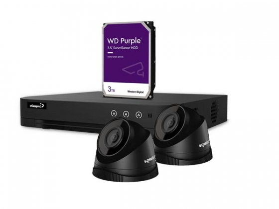 4 MP IP-VIDEOBEWAKINGSSET - 4-KANAALS NVR-RECORDER - 2 x ZWARTE IP DOME-CAMERA - 3 TB HD - KABELS