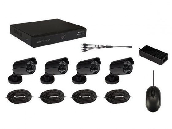 STANDAARD VIDEOBEWAKINGSSET: DVR + 4 CAMERA'S + ACCESSOIRES + 500 GB HD