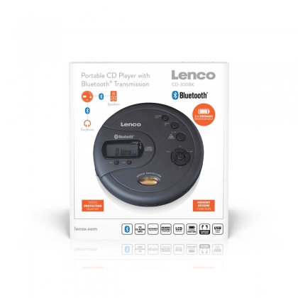 Draagbare Bluetooth® CD-MP3-speler met antishock Zwart