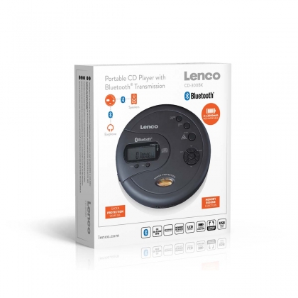 Draagbare Bluetooth® CD-MP3-speler met antishock Zwart