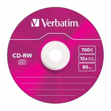 CD-RW 8-12x 700MB kleuren 5 Pack Slim Case