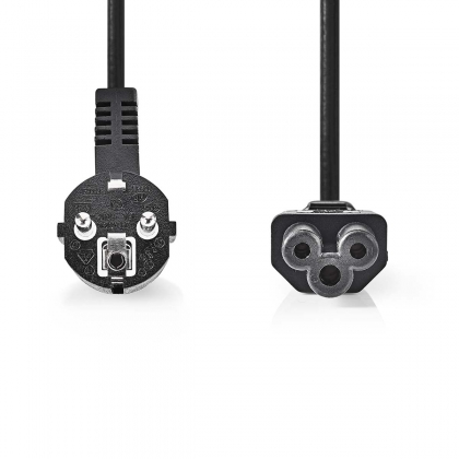 Stroomkabel | Type F (CEE 7/7) Male | IEC-320-C5 | Gehoekt | Recht | Vernikkeld | 2.00 m | Rond | PVC | Zwart | Label