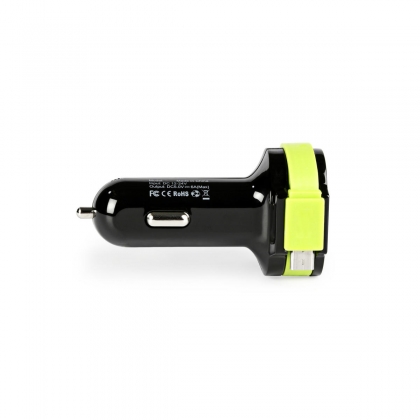 Autolader 3-Uitgangen 6 A 2x USB / Micro-USB Zwart/Groen