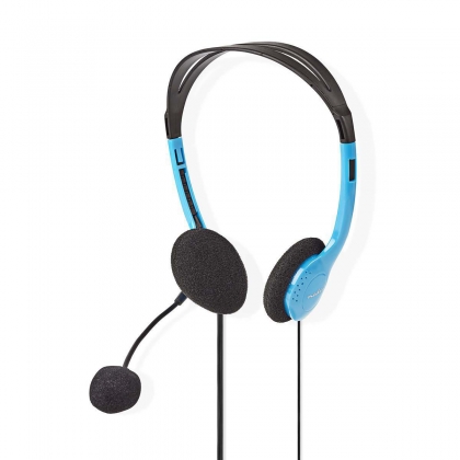 PC-Headset | On-Ear | Stereo | 2x 3.5 mm | Inklapbare Microfoon | Blauw