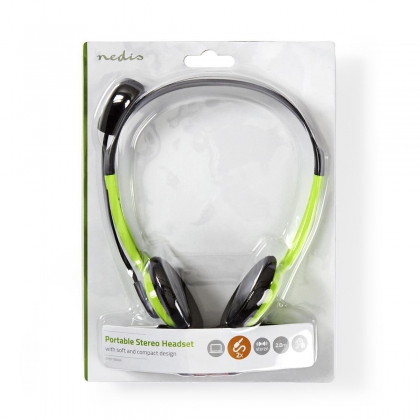 PC-Headset | On-Ear | Stereo | 2x 3.5 mm | Inklapbare Microfoon | Groen