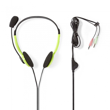 PC-Headset | On-Ear | Stereo | 2x 3.5 mm | Inklapbare Microfoon | Groen