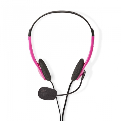 PC-Headset | On-Ear | Stereo | 2x 3.5 mm | Inklapbare Microfoon | Roze