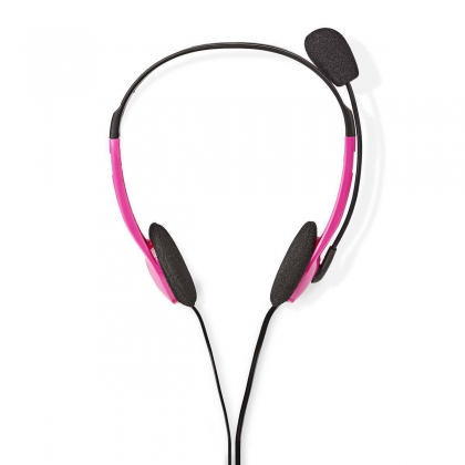 PC-Headset | On-Ear | Stereo | 2x 3.5 mm | Inklapbare Microfoon | Roze