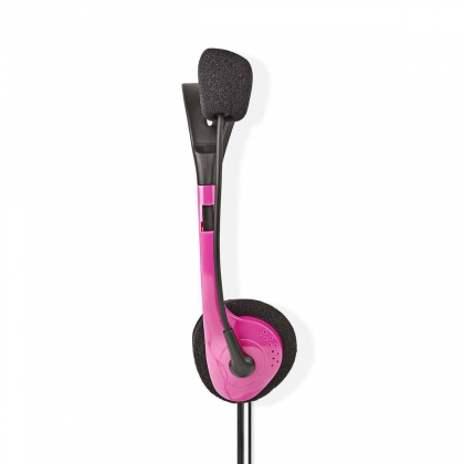 PC-Headset | On-Ear | Stereo | 2x 3.5 mm | Inklapbare Microfoon | Roze