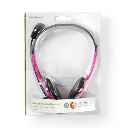 PC-Headset | On-Ear | Stereo | 2x 3.5 mm | Inklapbare Microfoon | Roze