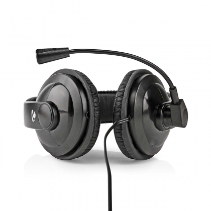 PC-Headset | Over-Ear | Stereo | 1x 3.5 mm / 2x 3.5 mm | Inklapbare Microfoon | Zwart