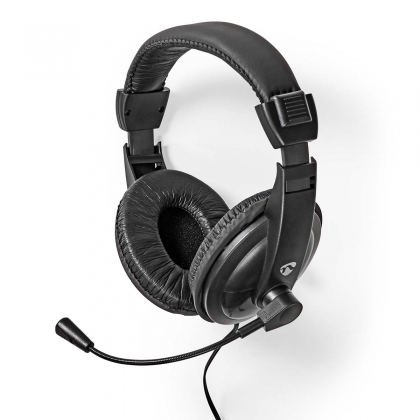 PC-Headset | Over-Ear | Stereo | 1x 3.5 mm / 2x 3.5 mm | Inklapbare Microfoon | Zwart